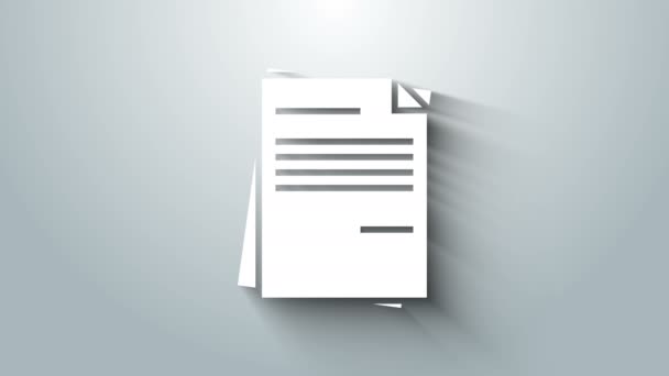 White File document pictogram geïsoleerd op grijze achtergrond. Checklist icoon. Bedrijfsconcept. 4K Video motion grafische animatie — Stockvideo