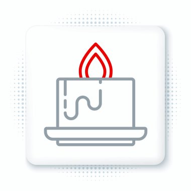 Beyaz arkaplanda izole edilmiş çizgi Aroma mum simgesi. Renkli taslak konsepti. Vektör.