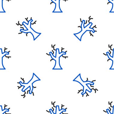 Çizgi solmuş ağaç simgesi beyaz arkaplanda izole edilmiş pürüzsüz desen. Çıplak ağaç. Ölü ağaç silueti. Renkli taslak konsepti. Vektör.