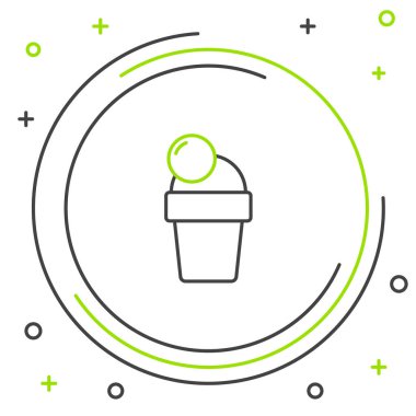 Beyaz arka planda izole edilmiş çizgi dondurma ikonu. Güzel sembol. Renkli taslak konsepti. Vektör.