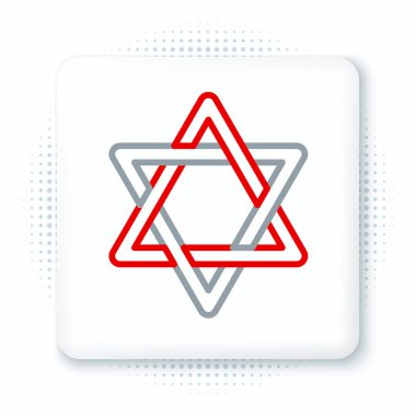 David 'in Çizgi Yıldızı simgesi beyaz arkaplanda izole edildi. Yahudi dini sembolü. İsrail 'in sembolü. Renkli taslak konsepti. Vektör.