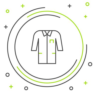 Çizgi Labaratuvarı resmi beyaz arkaplanda izole edildi. İlaç araştırma görevlileri için önlük. Tıbbi personel ekipmanları. Renkli taslak konsepti. Vektör.