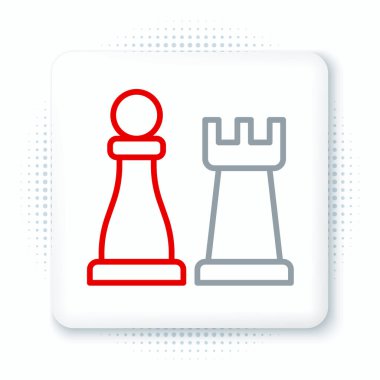 Satranç çizgisi simgesi beyaz arkaplanda izole edildi. İş stratejisi. Oyun, yönetim, finans. Renkli taslak konsepti. Vektör.