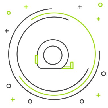 Çizgi Rulet inşaat ikonu beyaz arkaplanda izole edildi. Mezura ölçüm sembolü. Renkli taslak konsepti. Vektör.