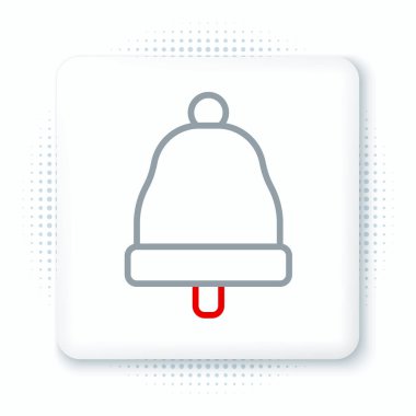 Satır zil simgesi beyaz arkaplanda izole edildi. Alarm sembolü, servis zili, el zili işareti, uyarı sembolü. Renkli taslak konsepti. Vektör.