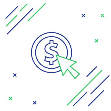 Dolar sembollü çizgi parası beyaz arka planda izole edilmiş. Bankacılık işareti. Para sembolü. Renkli taslak konsepti. Vektör.