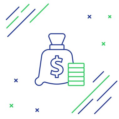 Hat Para Çantası simgesi beyaz arkaplanda izole edildi. Dolar ya da USD sembolü. Nakit bankacılık tabelası. Renkli taslak konsepti. Vektör.