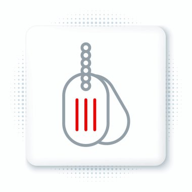 Beyaz arka planda askeri künye simgesi izole edildi. Kimlik etiketi simgesi. Ordu işareti. Renkli taslak konsepti. Vektör.