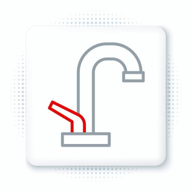 Line Water musluk simgesi beyaz arkaplanda izole edildi. Renkli taslak konsepti. Vektör.