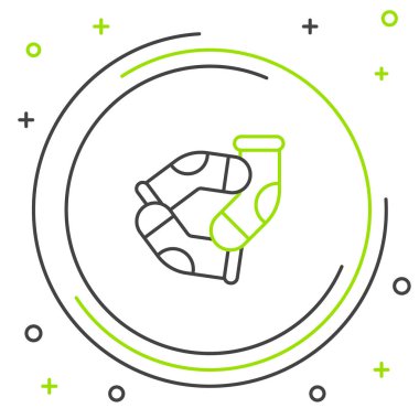 Çorap çizgi simgesi beyaz arkaplanda izole edildi. Renkli taslak konsepti. Vektör.