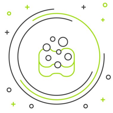 Sünger çizgisi simgesi beyaz arkaplanda izole edildi. Bulaşık yıkamak için bir tutam Bast. Temizlik hizmeti konsepti. Renkli taslak konsepti. Vektör.