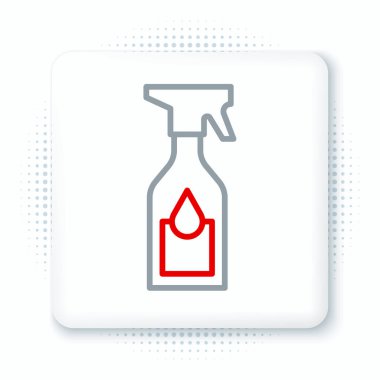 Beyaz arka planda izole edilmiş deterjan likörü olan çizgi temizleme spreyi şişesi. Renkli taslak konsepti. Vektör.