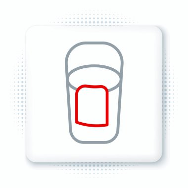 Beyaz arkaplanda bez simgesi olan çizgi kovası izole edildi. Temizlik hizmeti konsepti. Renkli taslak konsepti. Vektör.