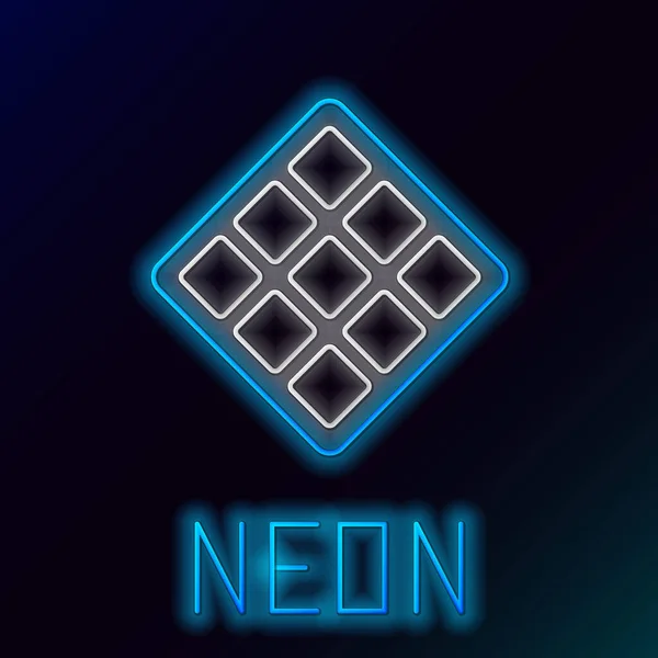 Glödande Neon Linje Våffla Ikon Isolerad Svart Bakgrund Färgstarkt Skisskoncept — Stock vektor