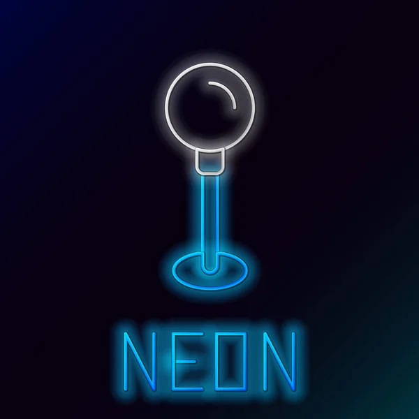 Светящаяся Неоновая Линия Push Pin Icon Isolated Black Background Знак — стоковый вектор