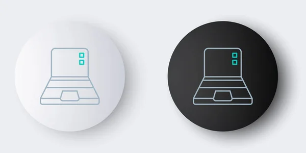 Linie Laptop Symbol Isoliert Auf Grauem Hintergrund Computer Notizbuch Mit — Stockvektor
