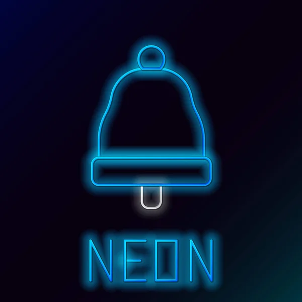 Glödande Neon Line Ringklocka Ikon Isolerad Svart Bakgrund Larmsymbol Service — Stock vektor