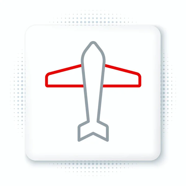 Icono Caza Line Jet Aislado Sobre Fondo Blanco Aviones Militares — Vector de stock