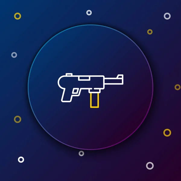 Línea Subametralladora Icono Pistola Grasa Aislado Sobre Fondo Azul Concepto — Vector de stock