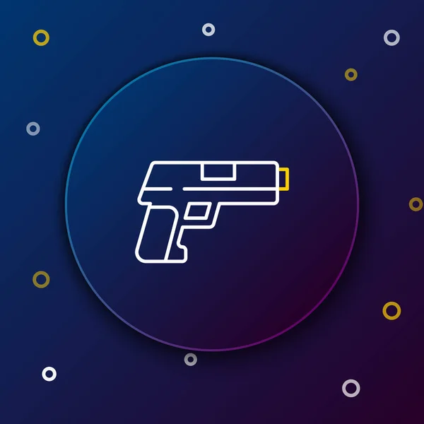 Línea Pistola Pistola Icono Aislado Sobre Fondo Azul Pistola Policial — Vector de stock