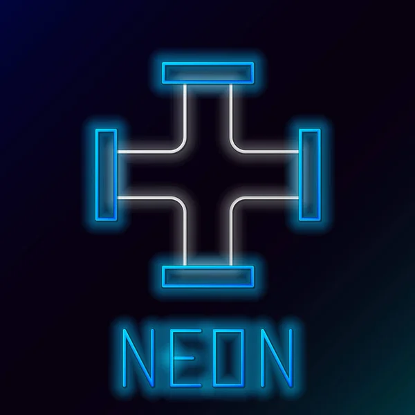 Žhnoucí Neonová Linka Průmysl Kovové Trubky Ikona Izolované Černém Pozadí — Stockový vektor