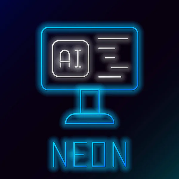 Linea Neon Luminosa Software Icona Del Codice Programmazione Dello Sviluppatore — Vettoriale Stock