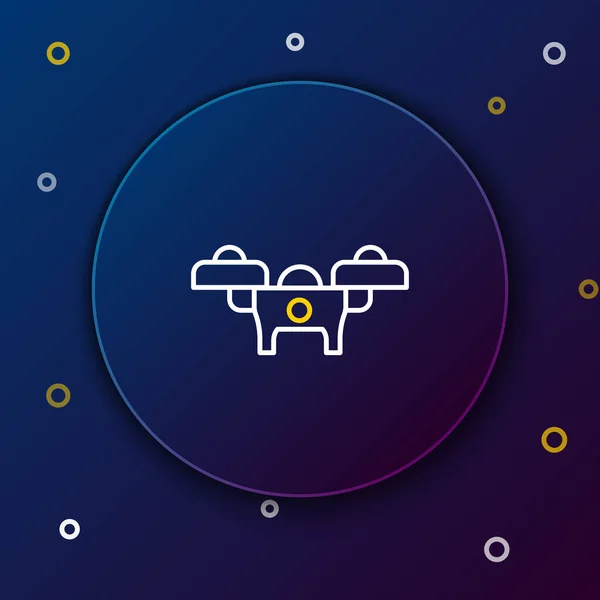 Linka Dron Létání Ikona Izolované Modrém Pozadí Quadrocopter Symbolem Videokamery — Stockový vektor
