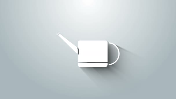 Vit Bevattning kan ikonen isolerad på grå bakgrund. Bevattningssymbol. 4K Video motion grafisk animation — Stockvideo