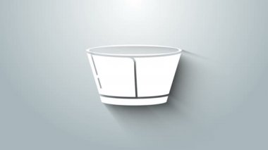 Gri arka planda beyaz koruyucu koni tasma ikonu izole edildi. Kurtarma konisi. Hayvanlar için koni. 4K Video hareketli grafik canlandırması