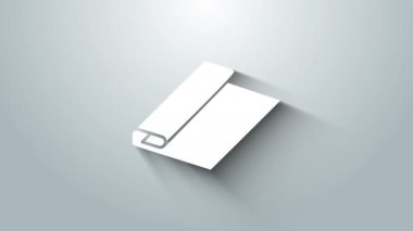 Beyaz tekstil kumaş rulo simgesi gri arkaplanda izole edildi. Yuvarlan, paspas, halı, halı, halı ya da kağıt rulo ikonu. 4K Video hareketli grafik canlandırması