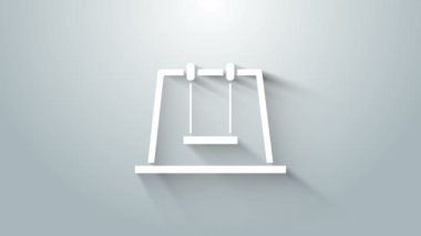Beyaz Salıncak simgesi gri arkaplanda izole edildi. Oyun alanı sembolü. 4K Video hareketli grafik canlandırması