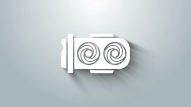 Beyaz Madencilik çiftlik ikonu gri arka planda izole edilmiş. Kripto para madenciliği, engelleme teknolojisi, dijital para piyasası, kripto para cüzdanı. 4K Video hareketli grafik canlandırması