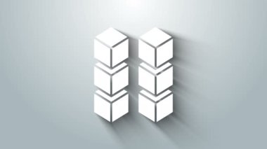 Beyaz engelleme teknolojisi simgesi gri arkaplanda izole edildi. Kripto para birimi verileri. Soyut geometrik blok zincir ağ teknolojisi işi. 4K Video hareketli grafik canlandırması