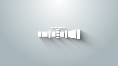 Gri arka planda beyaz keskin nişancı görsel ikonu izole edildi. Keskin nişancı dürbünü. 4K Video hareketli grafik canlandırması