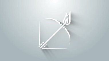 Beyaz Yay ve Ateş oku simgesi gri arkaplanda izole edildi. 4K Video hareketli grafik canlandırması