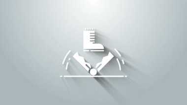 Beyaz Tuzak av ikonu gri arka planda izole edildi. 4K Video hareketli grafik canlandırması