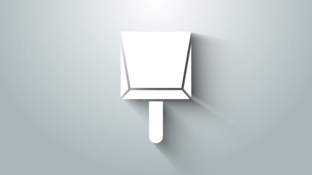 Ikona White Dustpan izolovaná na šedém pozadí. Úklid sběrných služeb. Grafická animace pohybu videa 4K — Stock video