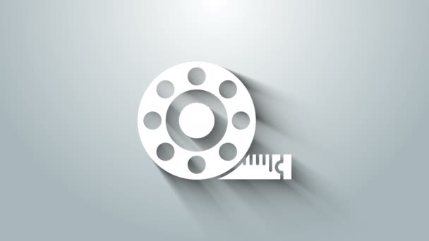 White Tape measure icon isolated on grey background. Measuring tape. 4K Video motion graphic animation — Stock Video