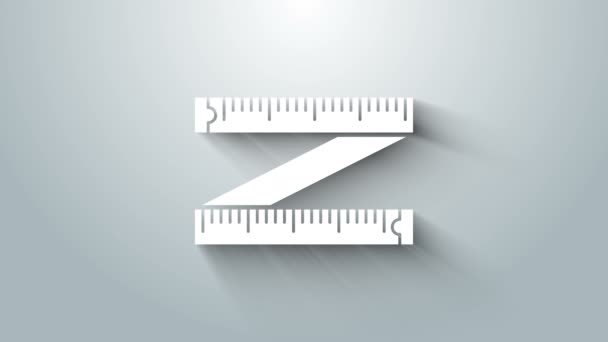 Witte Tape maatregel pictogram geïsoleerd op grijze achtergrond. Meetlint. 4K Video motion grafische animatie — Stockvideo