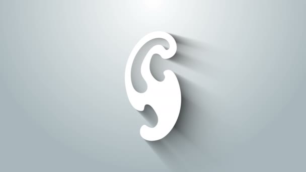 Ikona bílých francouzských křivek izolovaná na šedém pozadí. Šicí zařízení. Grafická animace pohybu videa 4K — Stock video