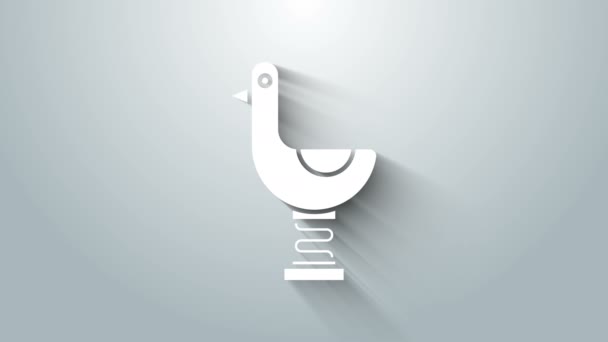 Icono de pato niño montando blanco aislado sobre fondo gris. Animación gráfica de vídeo 4K — Vídeos de Stock