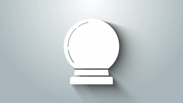 Icône boule magique blanche isolée sur fond gris. Boule de cristal. Animation graphique de mouvement vidéo 4K — Video