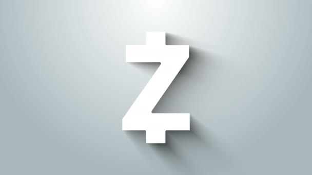 Weiße Kryptowährungsmünze Zcash ZEC, isoliert auf grauem Hintergrund. Altmünster. Blockchain-basierte sichere Kryptowährung. 4K Video Motion Grafik Animation — Stockvideo