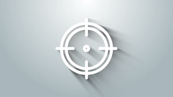 White Target sport for shooting competition icon isolated on grey background. Clean target with numbers for shooting range or shooting. 4K Video motion graphic animation — Stock Video