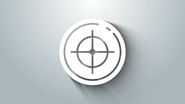 White Target sport do fotografowania ikony konkurencji izolowane na szarym tle. Czysty cel z numerami strzelnicy lub strzelnicy. 4K Animacja graficzna ruchu wideo — Wideo stockowe