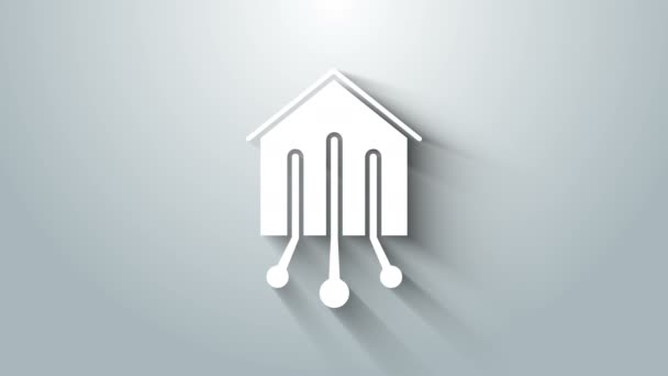 Biała ikona inteligentnego domu na szarym tle. Zdalne sterowanie. 4K Animacja graficzna ruchu wideo — Wideo stockowe