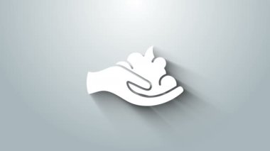 Gri arka planda beyaz tıraş jeli ikonu izole edildi. Tıraş köpüğü. 4K Video hareketli grafik canlandırması