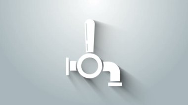 Gri arkaplanda beyaz bira ikonu izole edildi. 4K Video hareketli grafik canlandırması