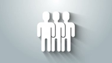 Beyaz Kullanıcılar grubu simgesi gri arkaplanda izole edildi. Bir grup insan ikonu. İş simgesi - kullanıcı profili simgesi. 4K Video hareketli grafik canlandırması