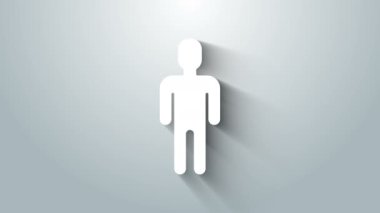 Beyaz takım elbiseli adam simgesi gri arka planda izole edildi. İş simgesi kullanıcı profili simgesi simgesi. Erkek kullanıcı işareti. 4K Video hareketli grafik canlandırması